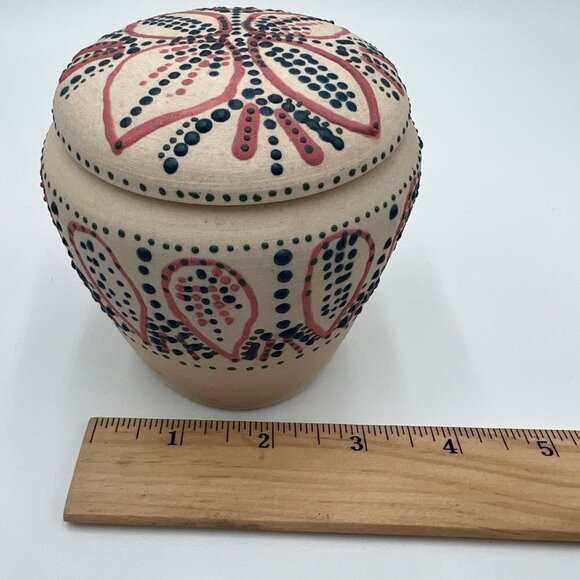 Ceramic project small ginger jar Mandela pattern dots - Picture 13 of 14